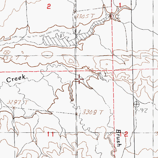 Topographic Map of Brush Creek, MT