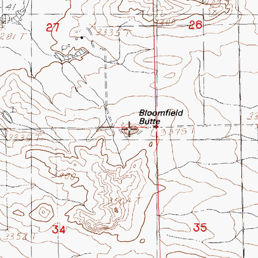 Topographic Map of Bloomfield Butte, MT