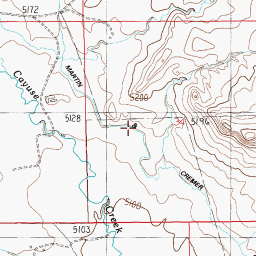 Topographic Map of Martin and Cremer Ditch, MT