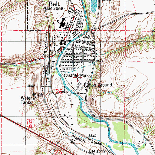 Topographic Map of Castner Park, MT