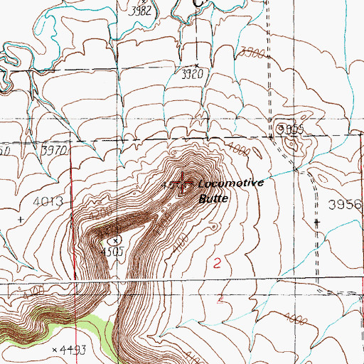 Topographic Map of Locomotive Butte, MT