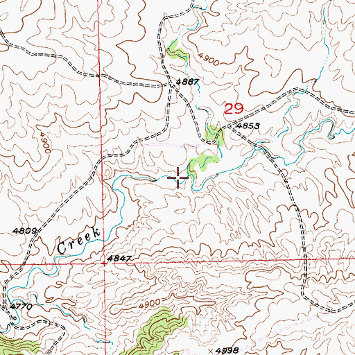 Topographic Map of Sixshooter Creek, MT