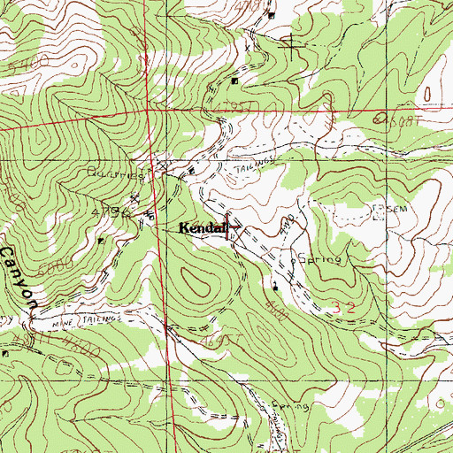 Topographic Map of Kendall (historical), MT