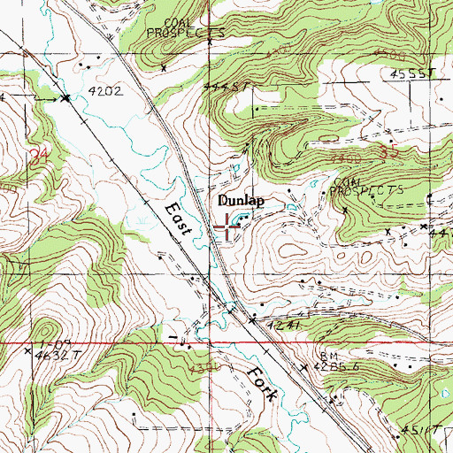Topographic Map of Dunlap, MT