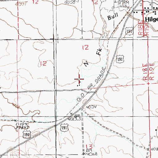 Topographic Map of East Fork Bull Creek, MT