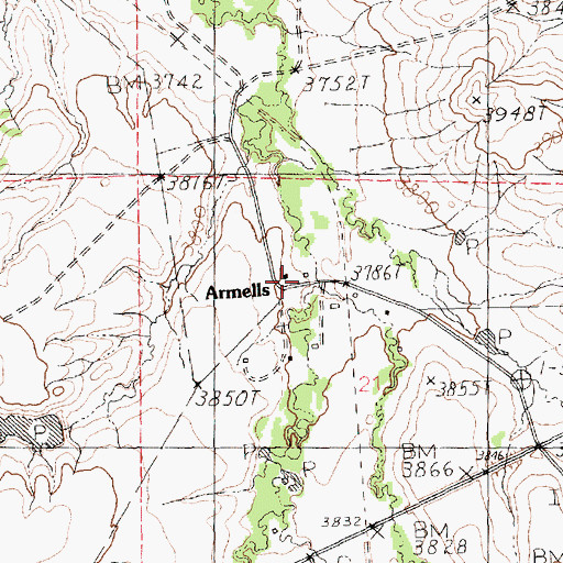 Topographic Map of Armells Post Office (historical), MT