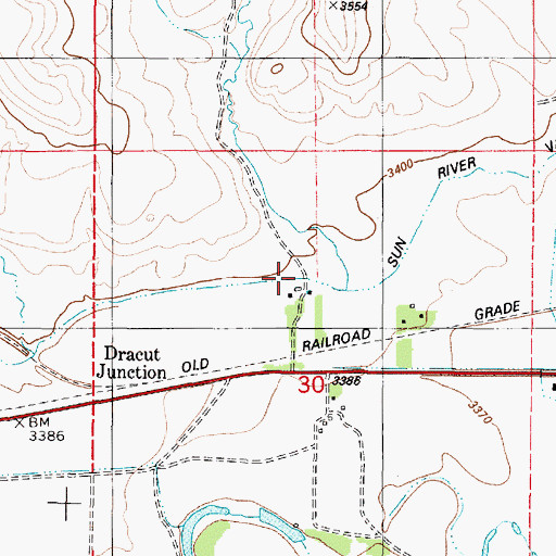 Topographic Map of Sun River Valley Ditch, MT