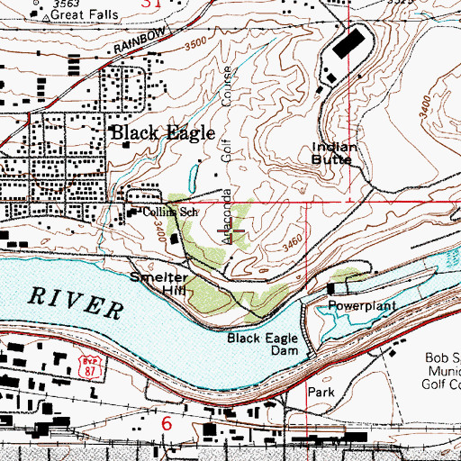 Topographic Map of Anaconda Golf Course, MT