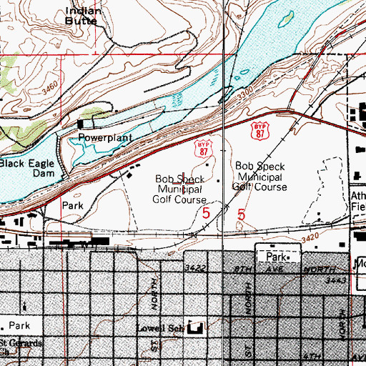 Topographic Map of Bob Speck Municipal Golf Course, MT