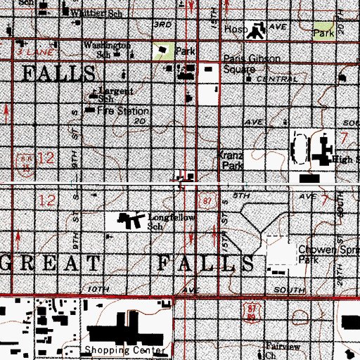 Topographic Map of Our Lady of Lourdes Catholic School, MT