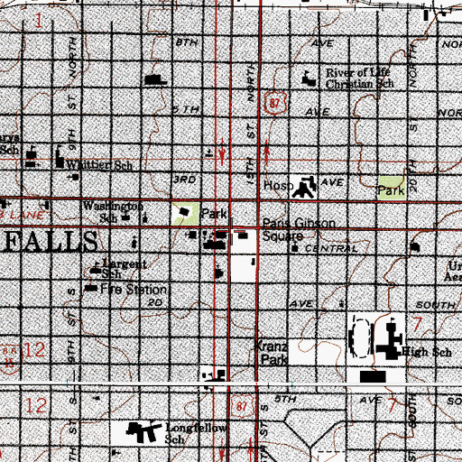 Topographic Map of Paris Gibson Square, MT