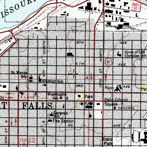 Topographic Map of C M Russell Museum, MT