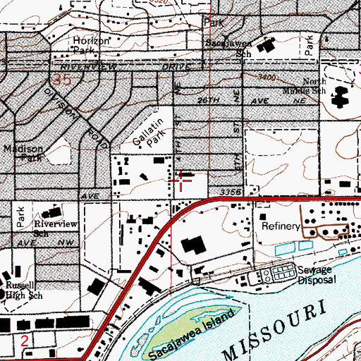 Topographic Map of Saint Lukes School, MT