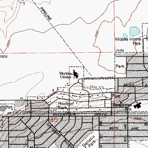 Topographic Map of Skyline Center (historical), MT