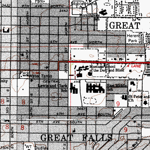 Topographic Map of Montana School for the Deaf and the Blind Elementary, MT