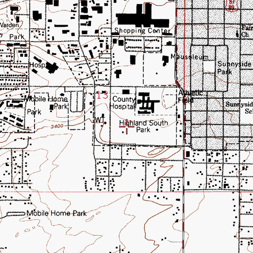 Topographic Map of Highland South Park, MT