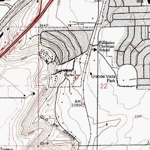 Topographic Map of Bel View Park, MT