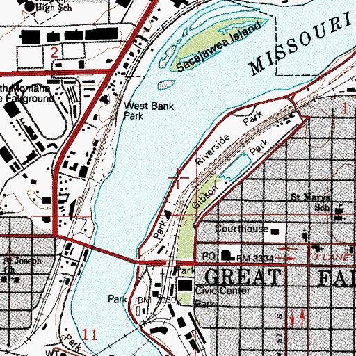 Topographic Map of Girl Scout Park, MT