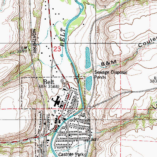 Topographic Map of B and M Coulee, MT