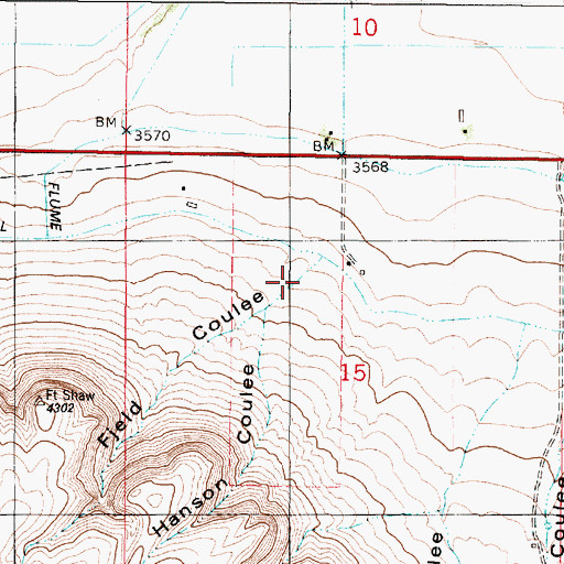 Topographic Map of Fjeld Coulee, MT