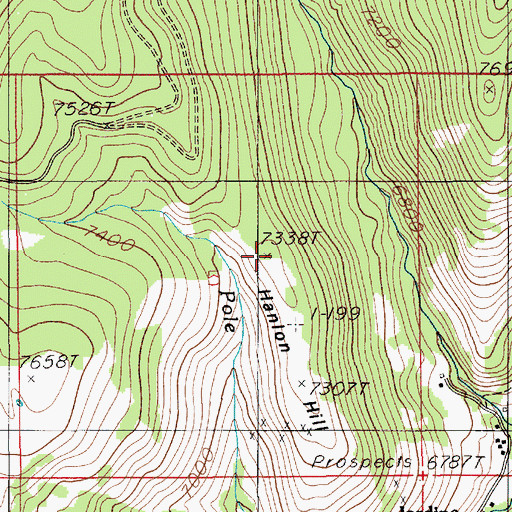 Topographic Map of Hanlon Hill, MT