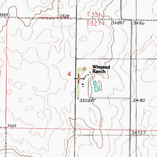Topographic Map of Wiegand Ranch, MT