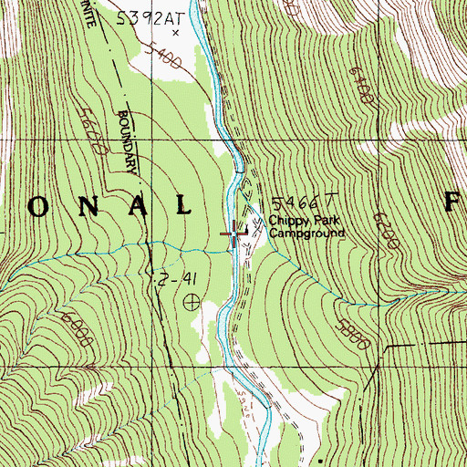 Topographic Map of Chippy Park Campground, MT