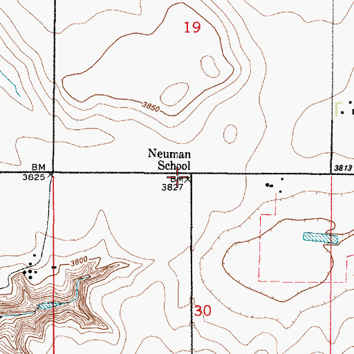 Topographic Map of Neuman School (historical), MT