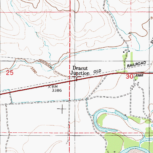 Topographic Map of Dracut Junction, MT