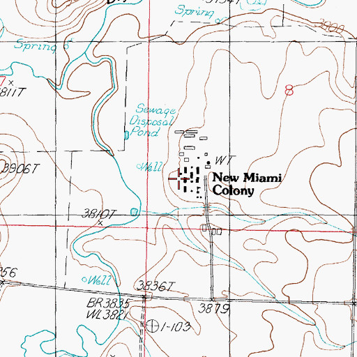 Topographic Map of New Miami Colony, MT