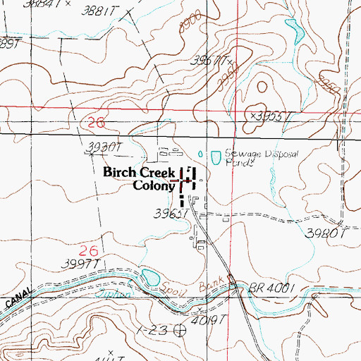 Topographic Map of Birch Creek Colony, MT