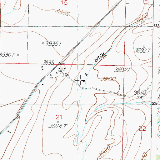 Topographic Map of B Four Ditch, MT