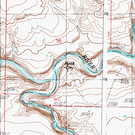 Topographic Map of Rock City, MT