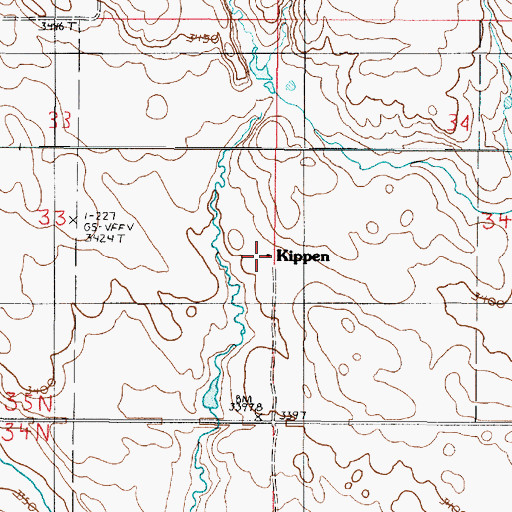 Topographic Map of Kippen, MT