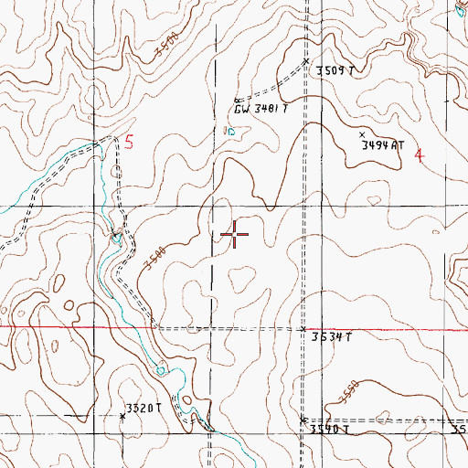 Topographic Map of Prairie Dell Oil and Gas Field, MT
