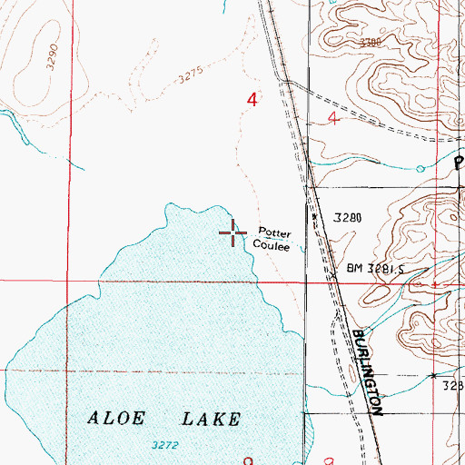 Topographic Map of Potter Coulee, MT