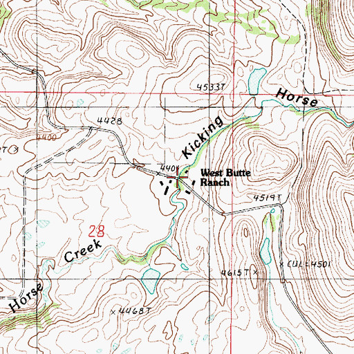 Topographic Map of West Butte Ranch, MT