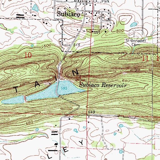 Topographic Map of Subiaco Dam Lower, AR