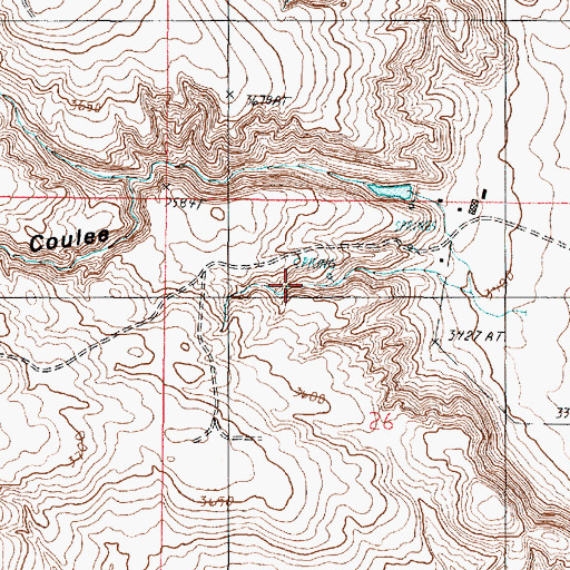 Topographic Map of Wolf Coulee, MT