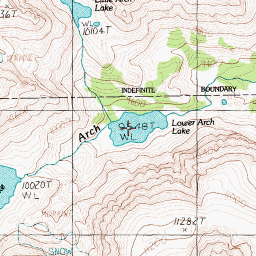 Topographic Map of Lower Arch Lake, MT