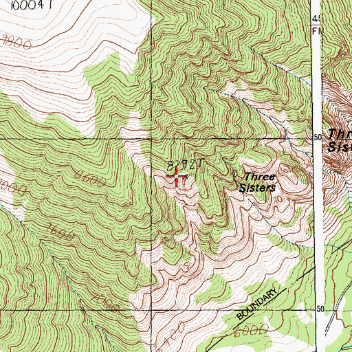 Topographic Map of Three Sisters, MT