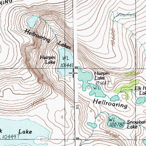 Topographic Map of Hairpin Lake, MT