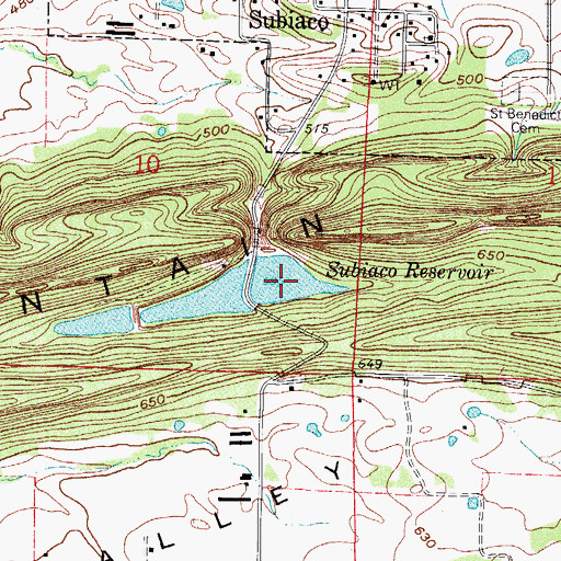 Topographic Map of Subiaco Reservoir, AR