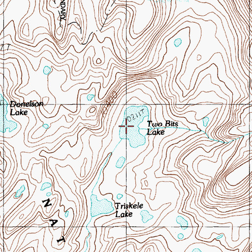 Topographic Map of Two Bits Lake, MT