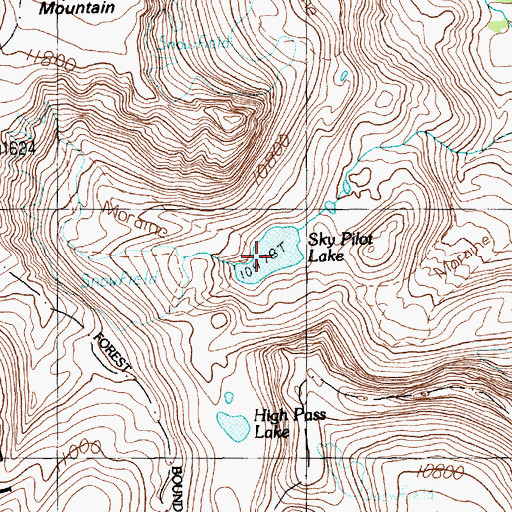 Topographic Map of Sky Pilot Lake, MT
