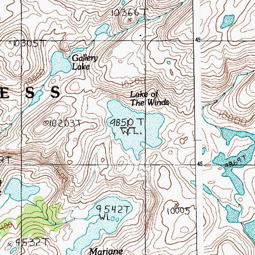 Topographic Map of Lake of the Winds, MT