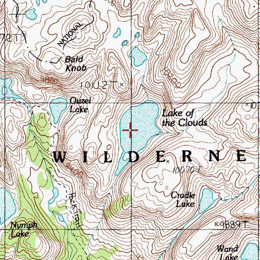 Topographic Map of Lake of the Clouds, MT