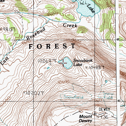 Topographic Map of Snowbank Lake, MT