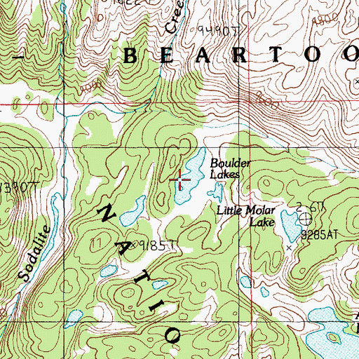 Topographic Map of Boulder Lakes, MT
