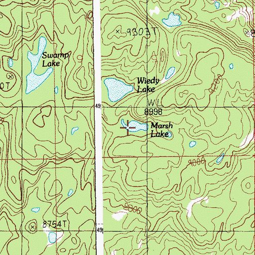 Topographic Map of Marsh Lake, MT